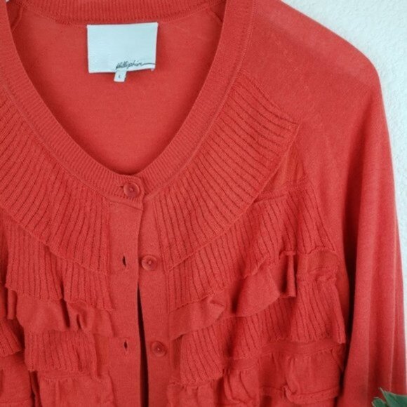 3.1 Phillip Lim Designer Y2K Ruffle Tiered Lightweight Cardigan size L - Picture 4 of 12